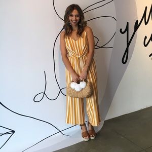 Yellow and white stripped jumpsuit